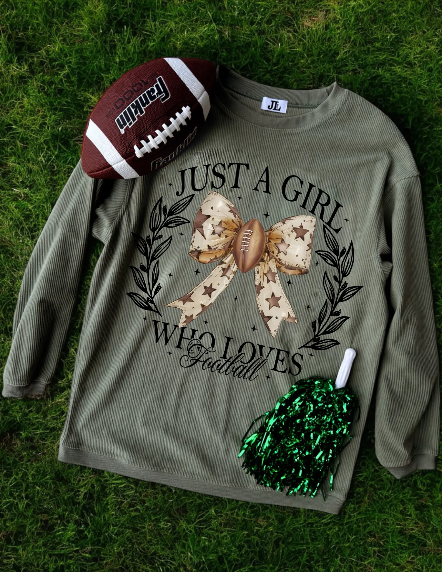 Girl Who Loves Football Corded Crew sold by The Dogwood Boutique product image thumbnail 3