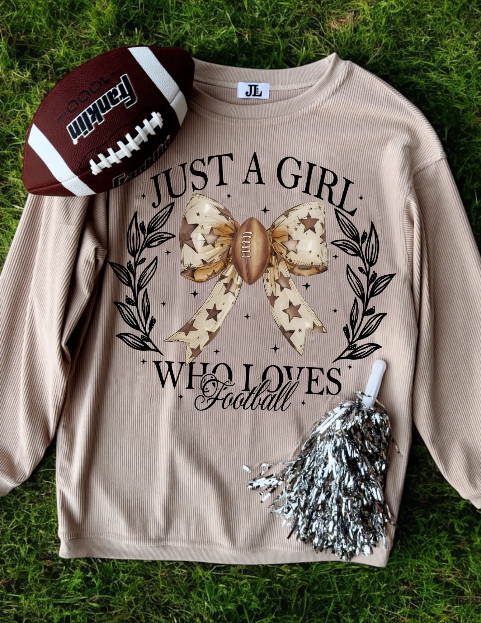 Girl Who Loves Football Corded Crew sold by The Dogwood Boutique product image thumbnail 4