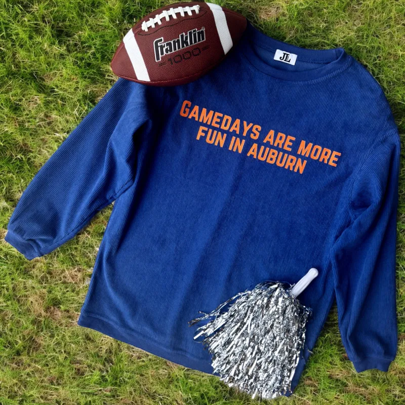 Gamedays In Auburn Corded Crew sold by The Dogwood Boutique