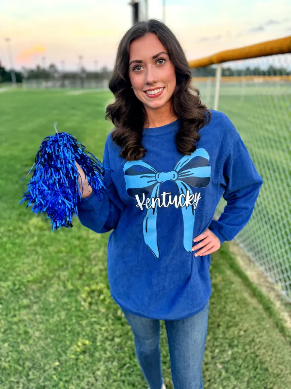 Kentucky Bow Corded Crew sold by The Dogwood Boutique