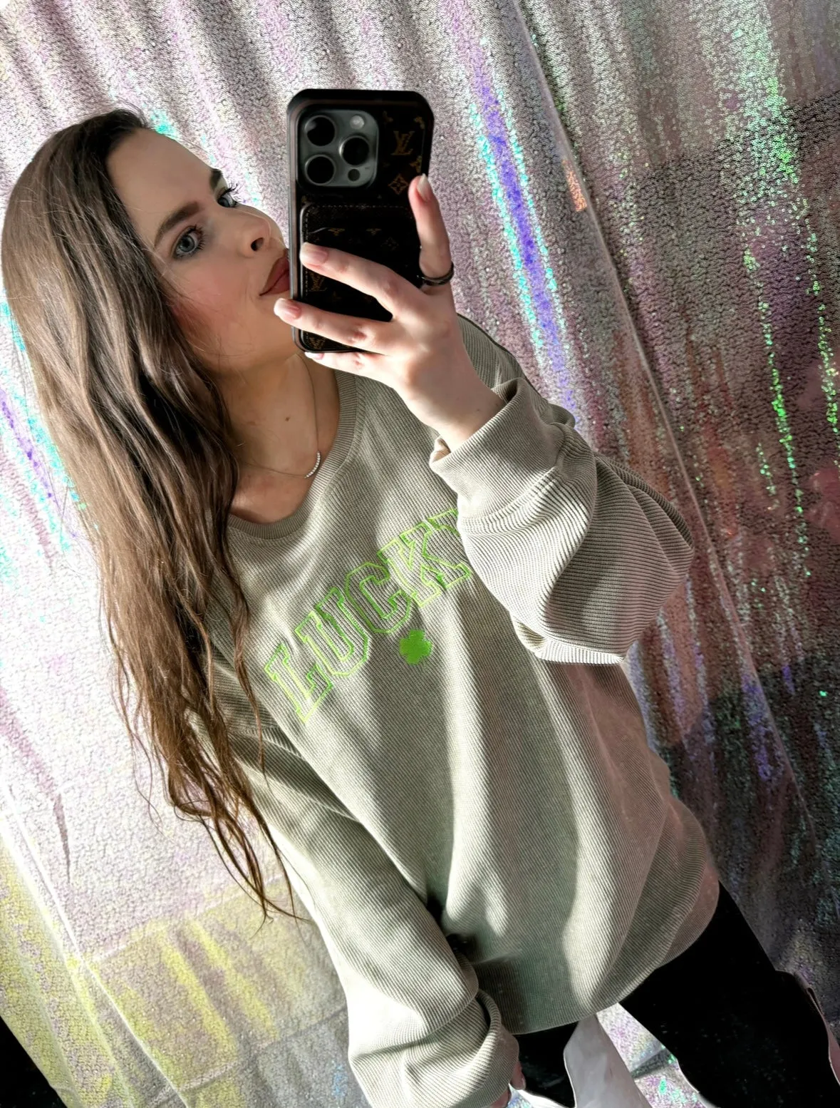 S-XXL Embroidered Lucky Corded Crew sold by The Dogwood Boutique product image thumbnail 3