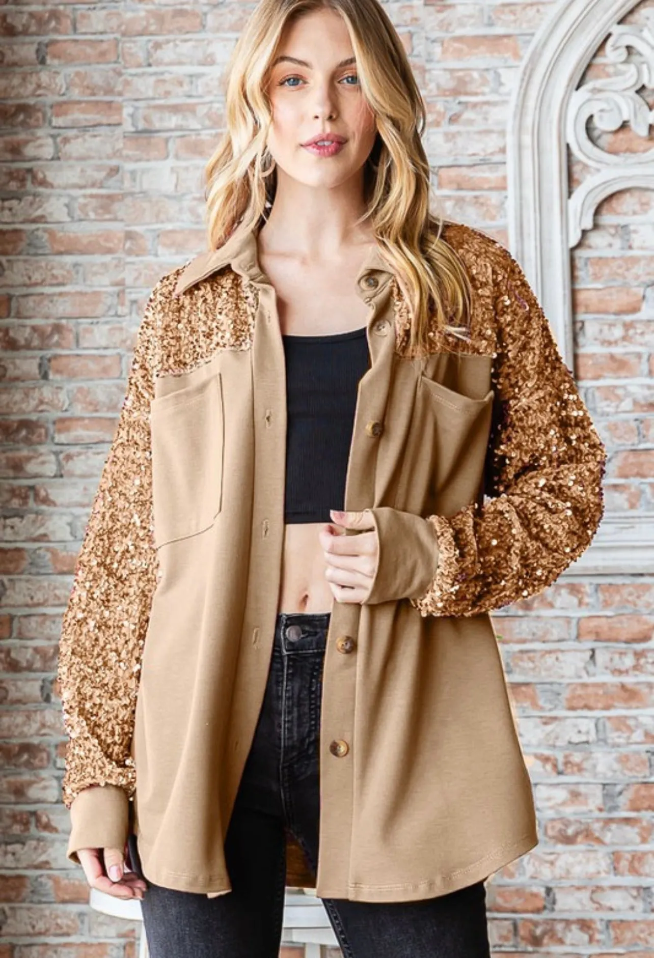 Purple Sequin Shacket sold by The Dogwood Boutique product image thumbnail 4