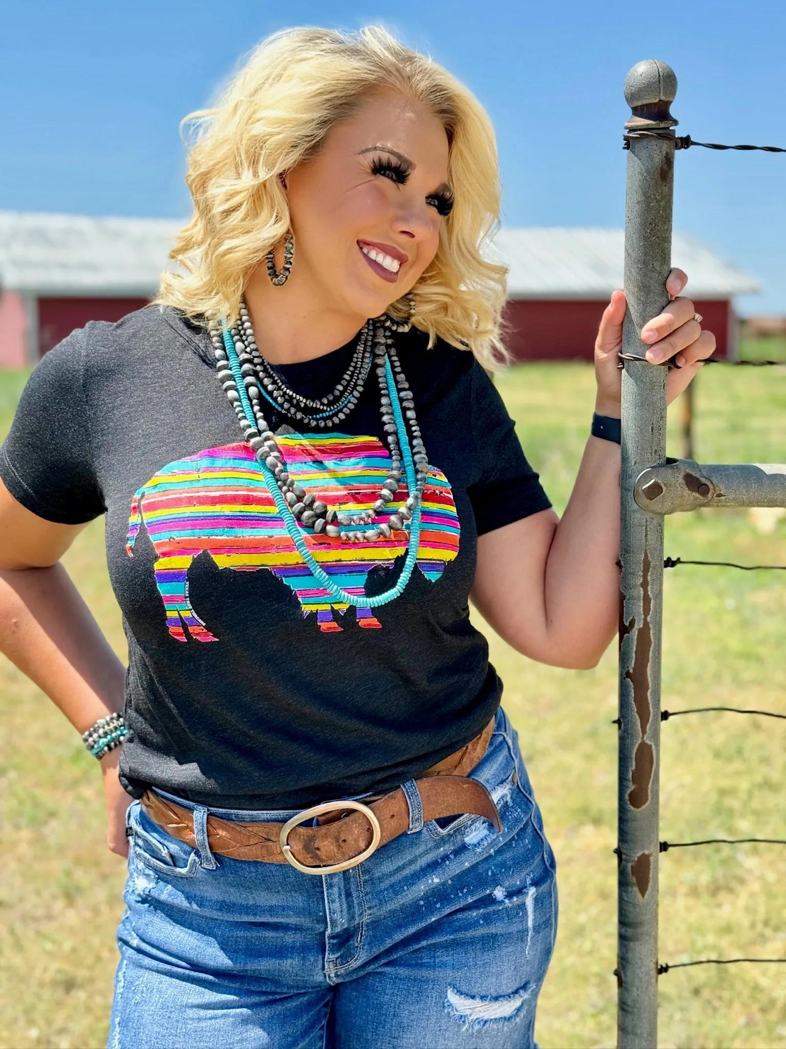 Serape Buffalo Tee sold by The Dogwood Boutique product image thumbnail 3