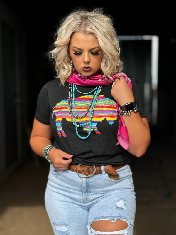 Serape Buffalo Tee sold by The Dogwood Boutique