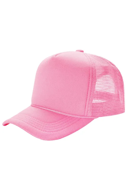 Retro Santa Solid Five Panel Foam Trucker Hat: Pink sold by The Dogwood Boutique