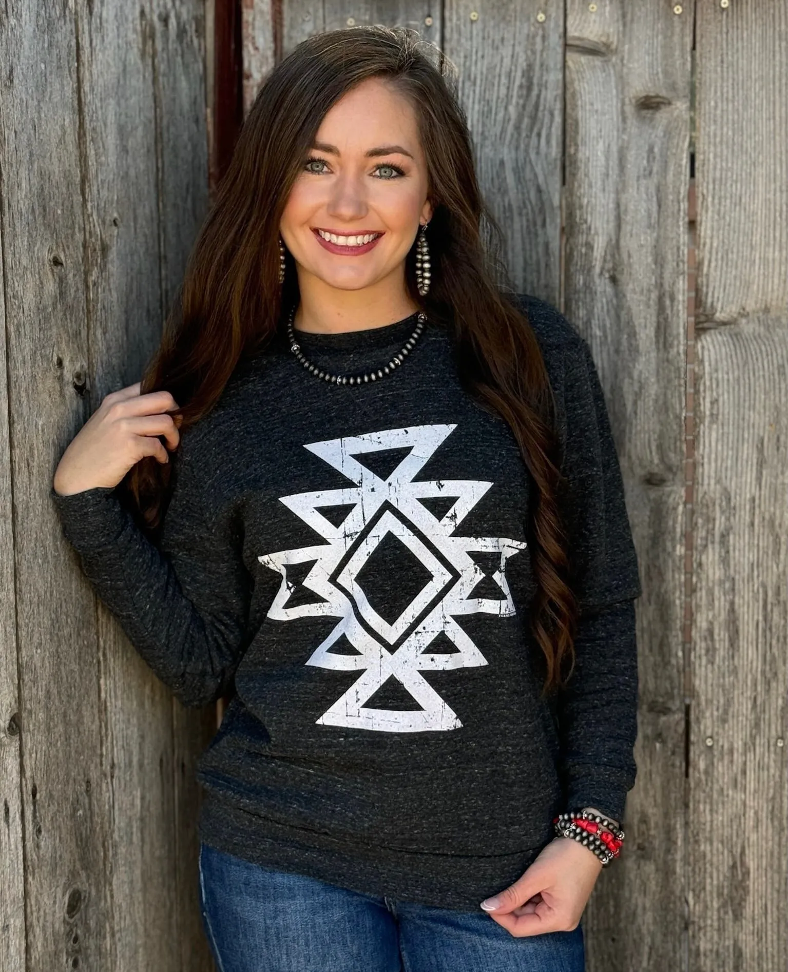 Sync Logic Ringo Aztec White Ink Sweatshirt sold by The Dogwood Boutique product image thumbnail 2