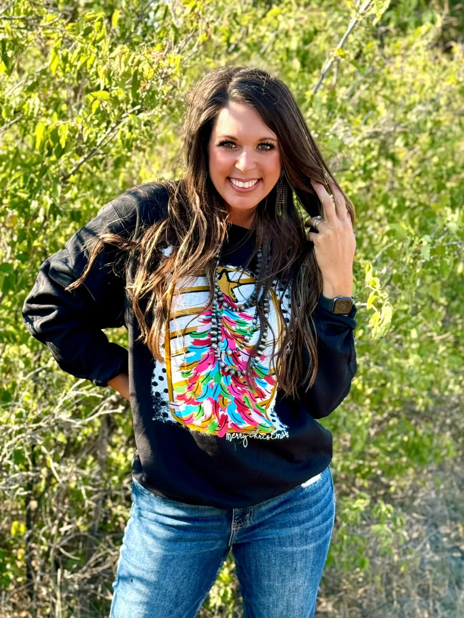 Paintbrush Christmas Tree Long Sleeve & Sweatshirt sold by The Dogwood Boutique product image thumbnail 2