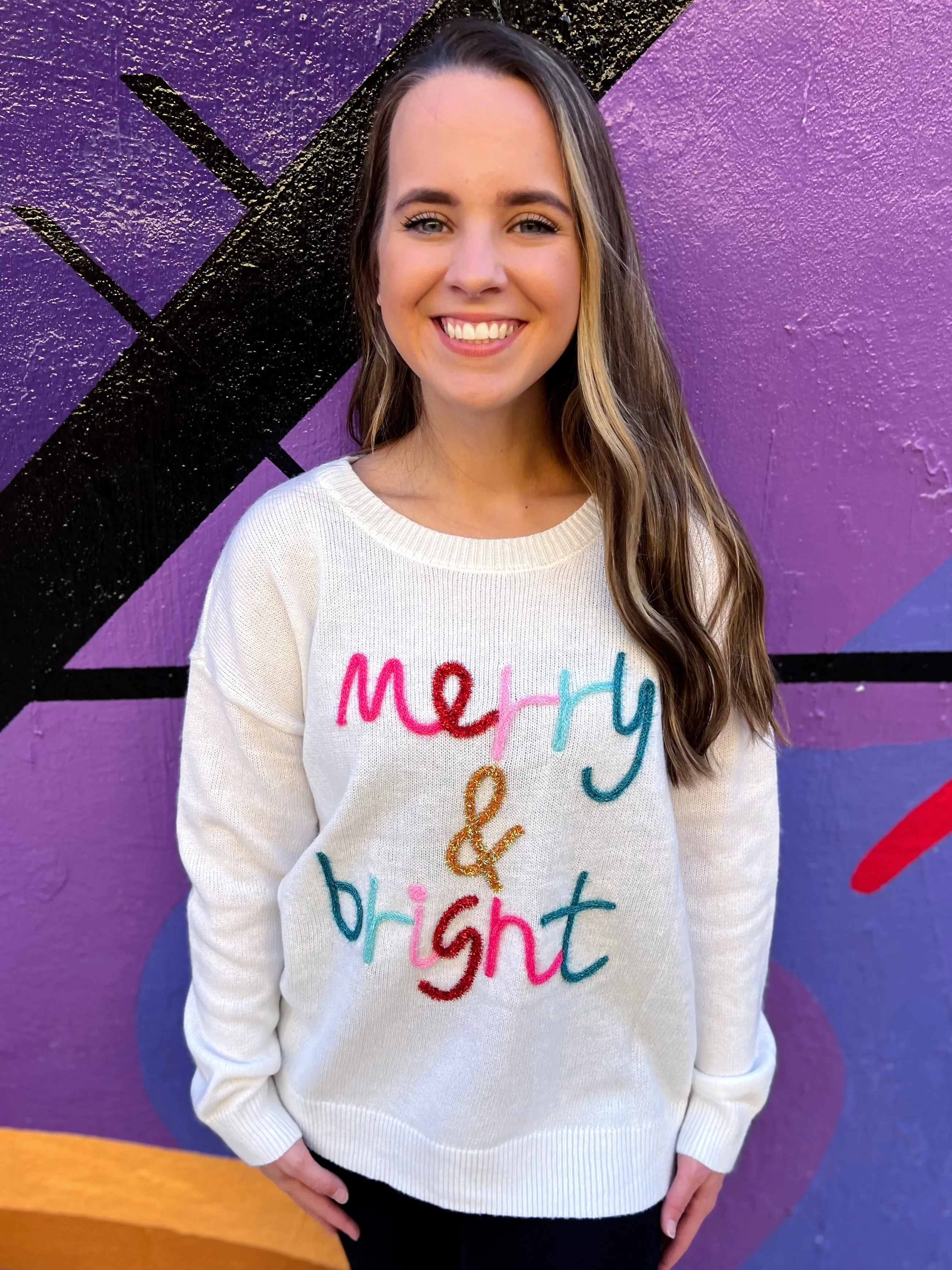 RTS Merry & Bright Tinsel Sweater sold by The Dogwood Boutique