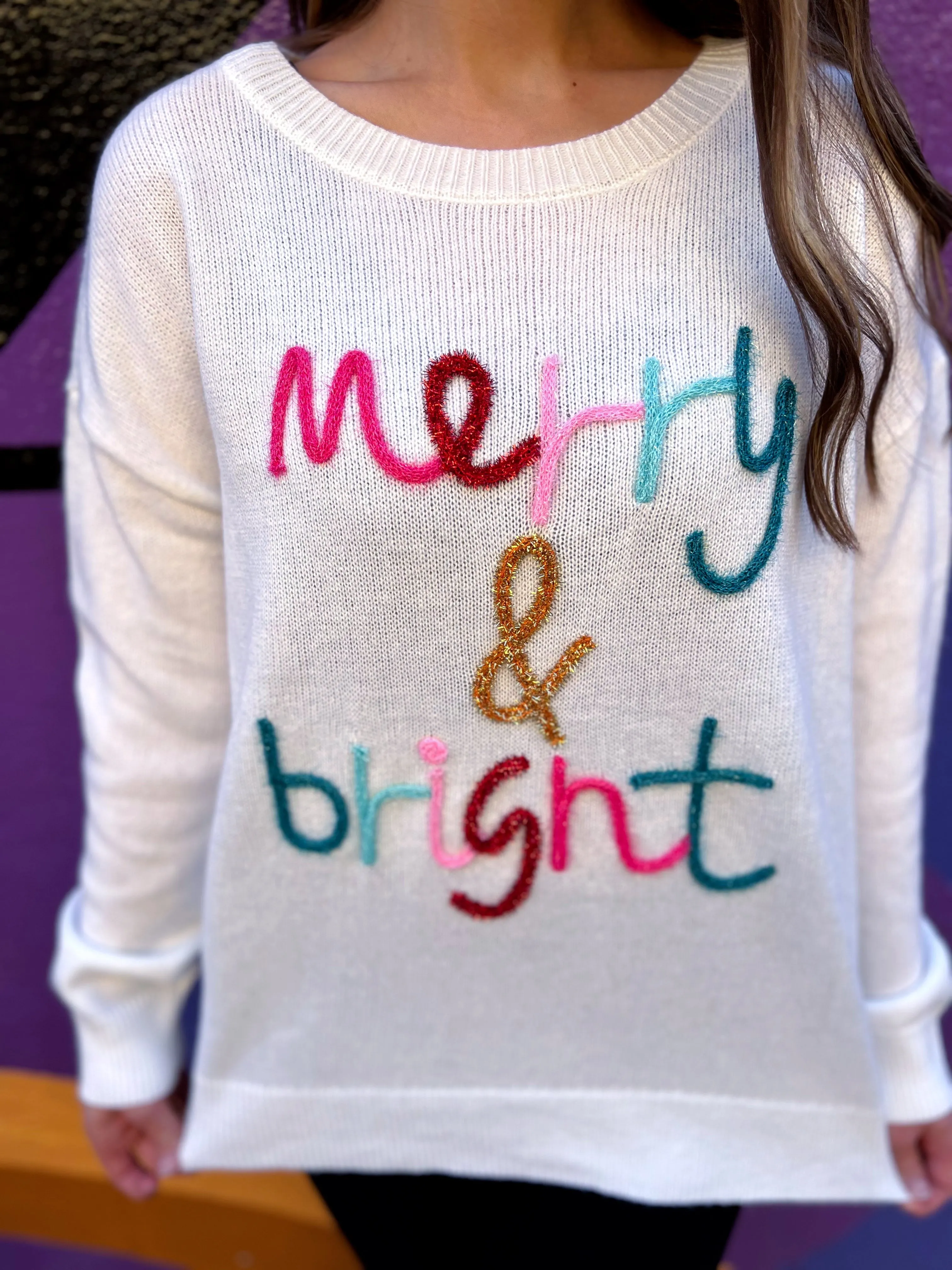 RTS Merry & Bright Tinsel Sweater sold by The Dogwood Boutique product image thumbnail 5