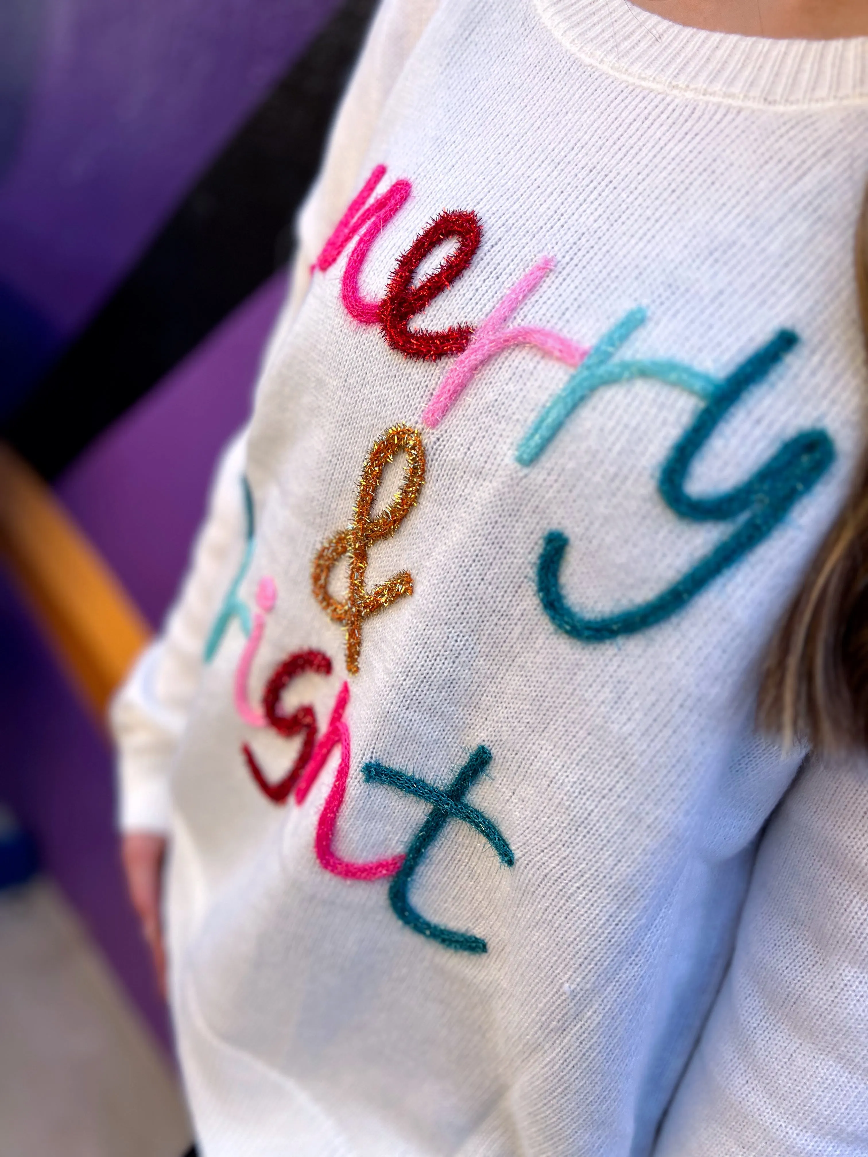 RTS Merry & Bright Tinsel Sweater sold by The Dogwood Boutique product image thumbnail 4