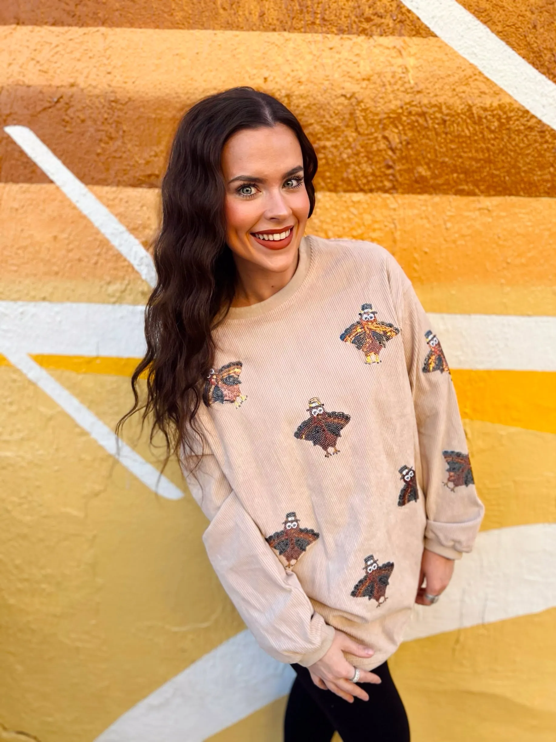 Preorder Sequin Turkey Corded Crew sold by The Dogwood Boutique product image thumbnail 4