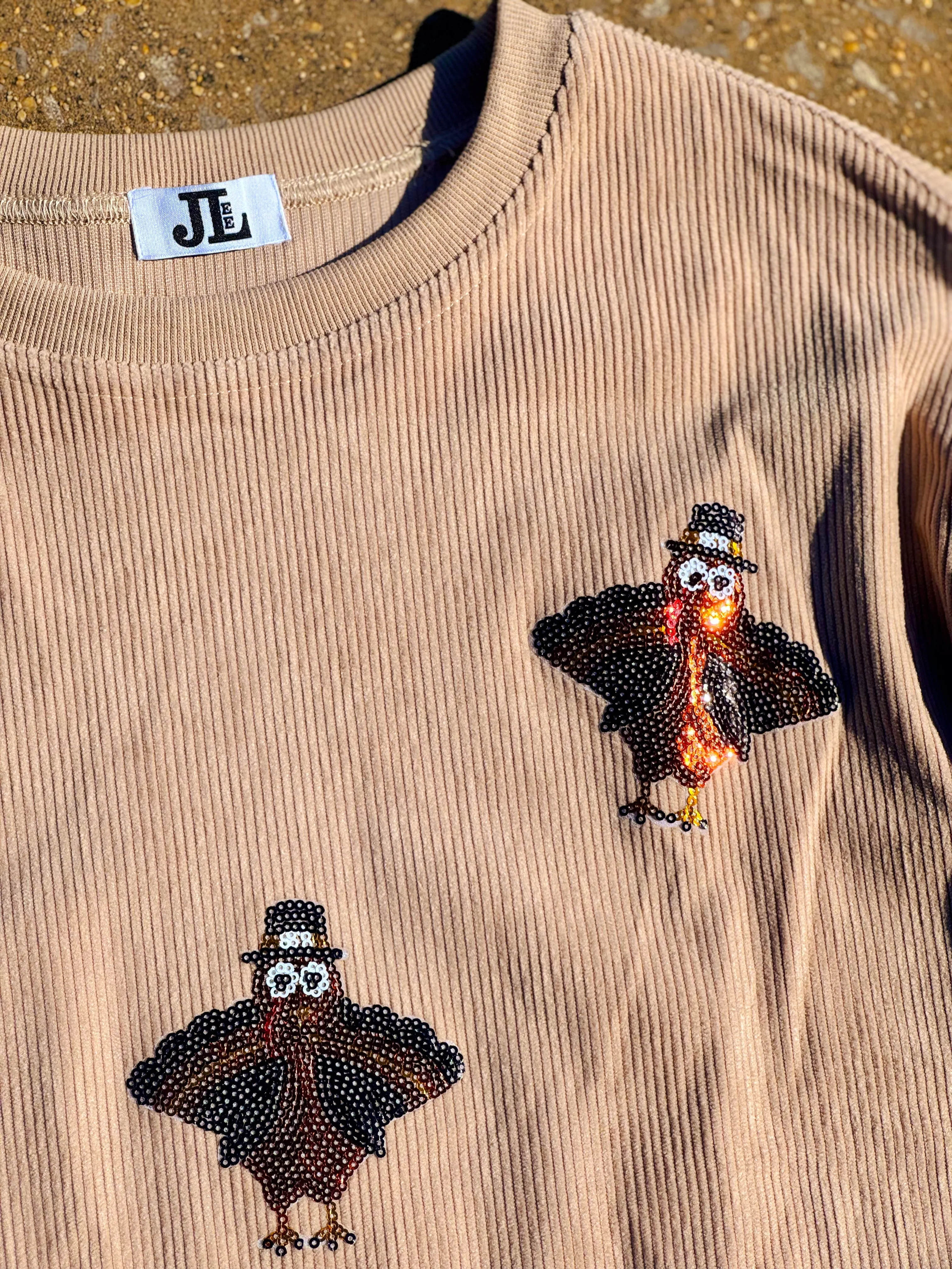 Preorder Sequin Turkey Corded Crew sold by The Dogwood Boutique product image thumbnail 3