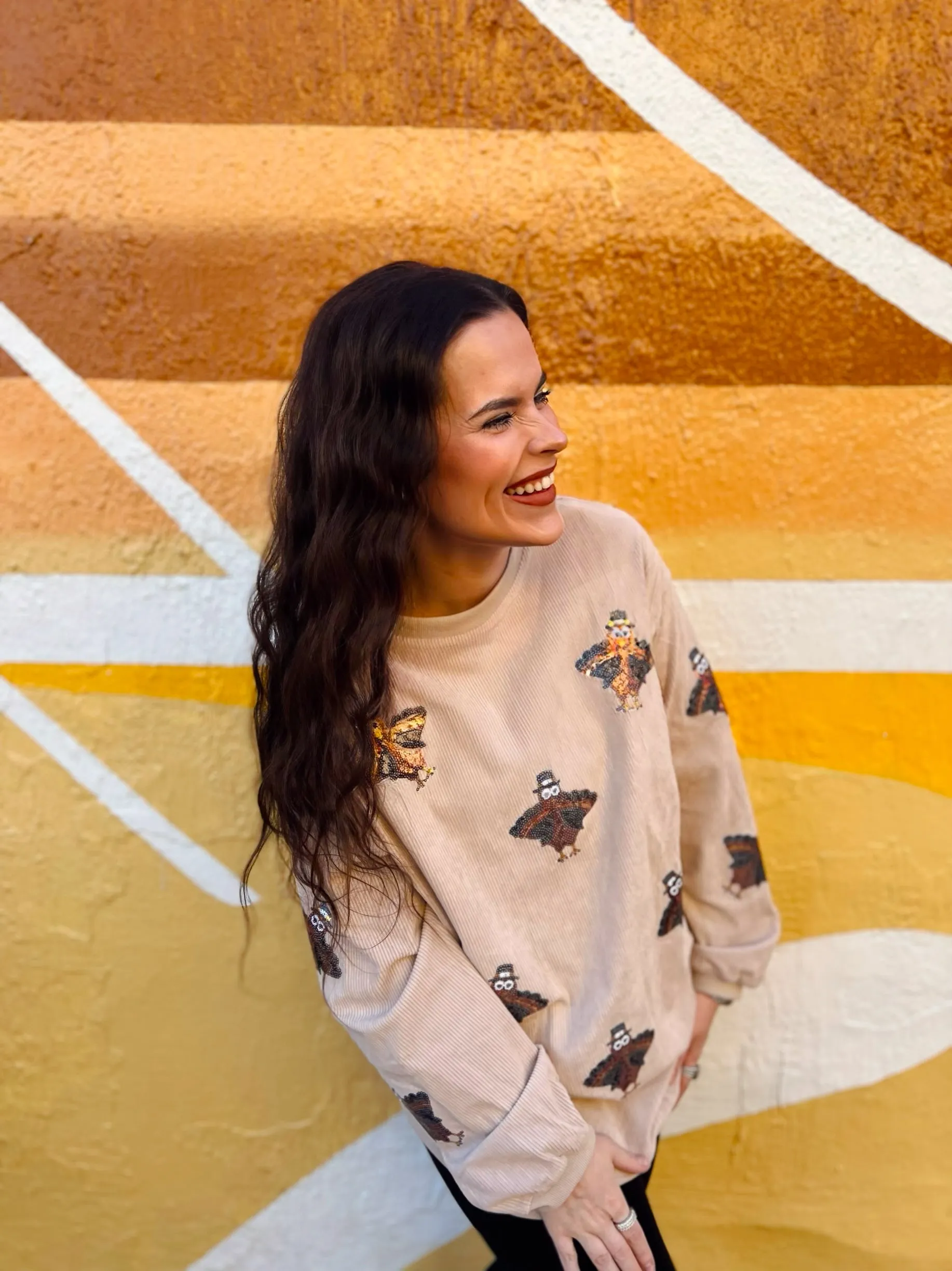 Preorder Sequin Turkey Corded Crew sold by The Dogwood Boutique