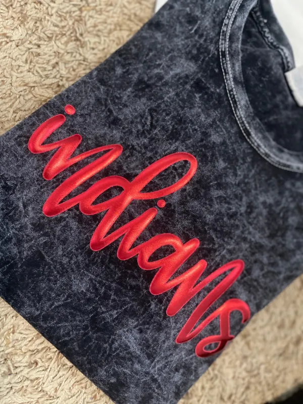 Indians Metallic Red Puffy Tee sold by The Dogwood Boutique