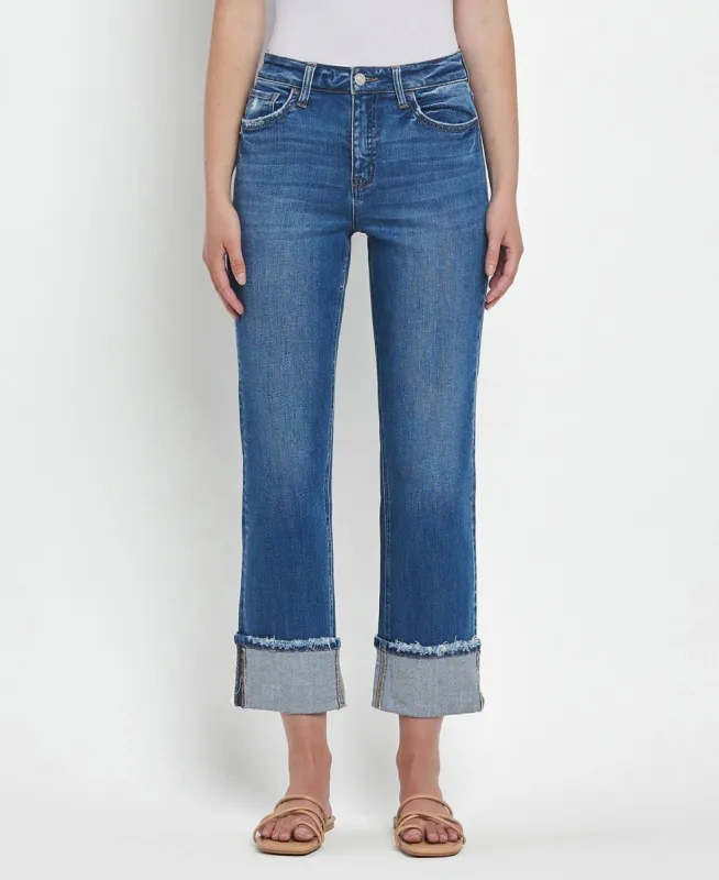 High Rise Cuffed Straight Jeans sold by The Dogwood Boutique