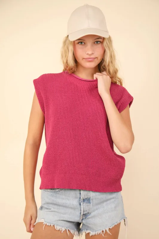 Pink Oversized Soft Knit Sweater Vest sold by The Dogwood Boutique