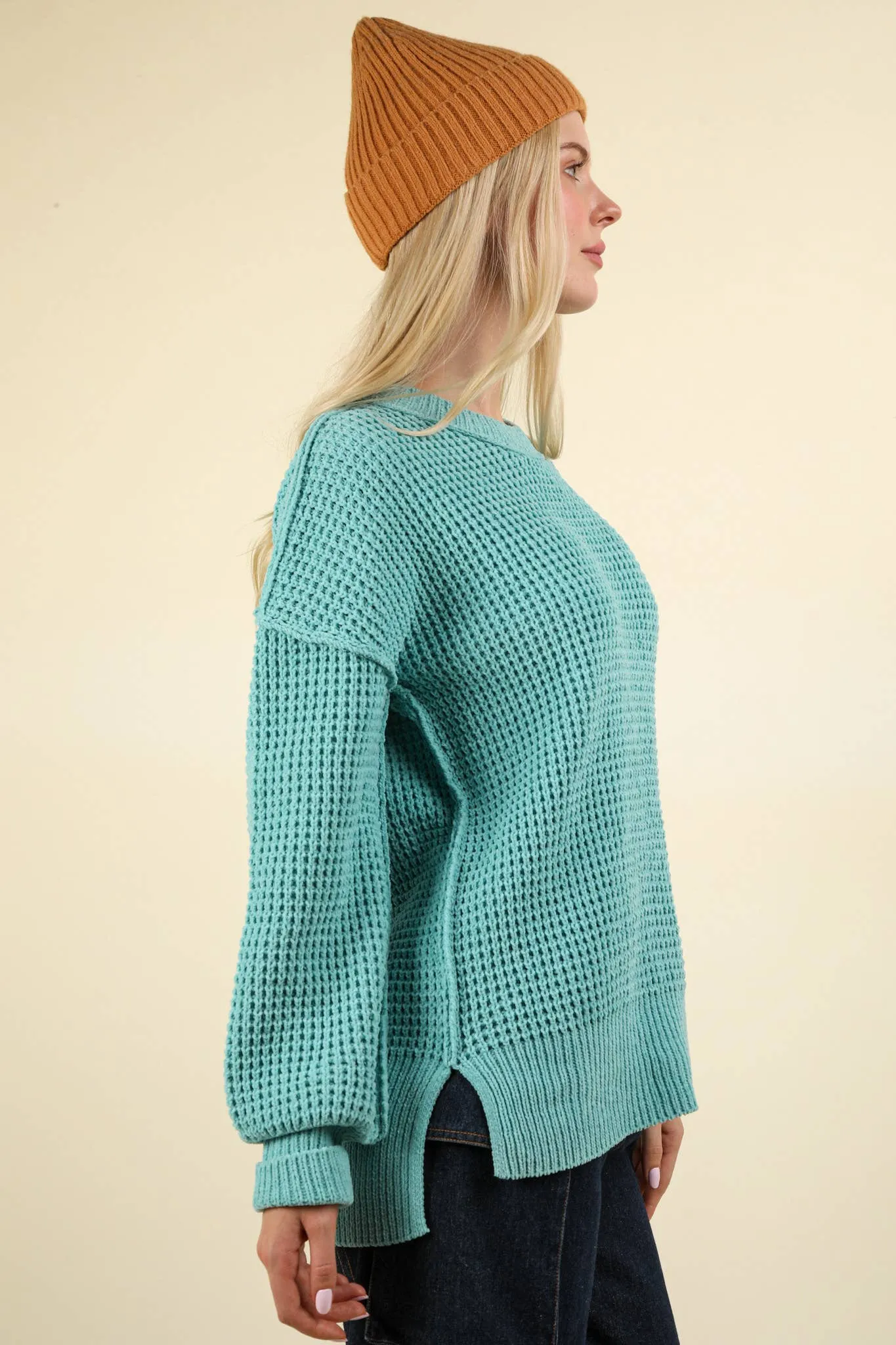 Sea Foam Oversized Knit Sweater Pullover sold by The Dogwood Boutique