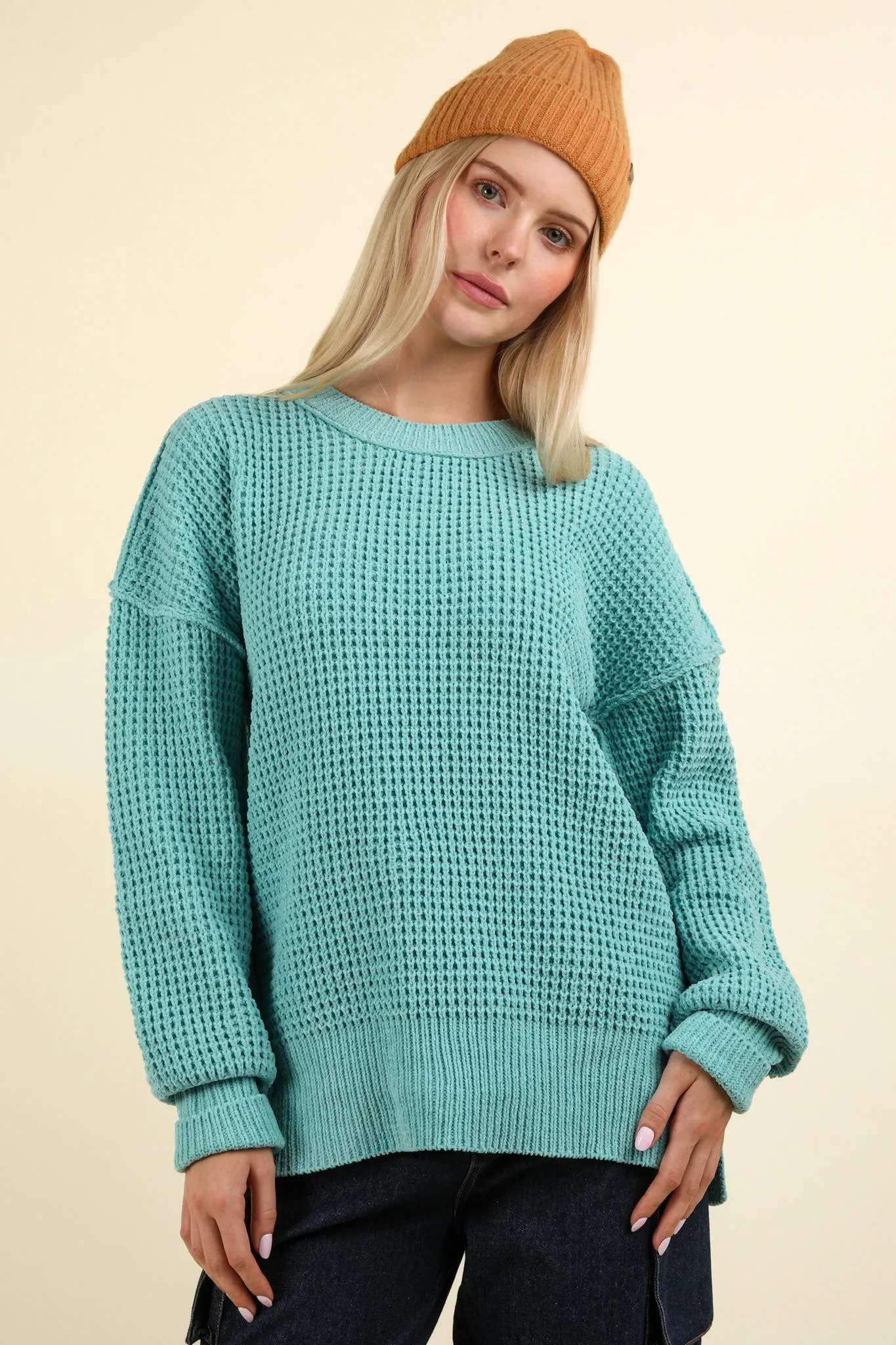 Sea Foam Oversized Knit Sweater Pullover sold by The Dogwood Boutique product image thumbnail 2