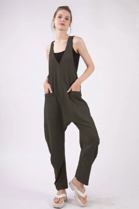 Heather Charcoal Casual Loose Fit Jumpsuit sold by The Dogwood Boutique