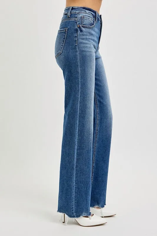 RISEN Tummy Control High Rise Raw Cut Jeans sold by The Dogwood Boutique product image thumbnail 4