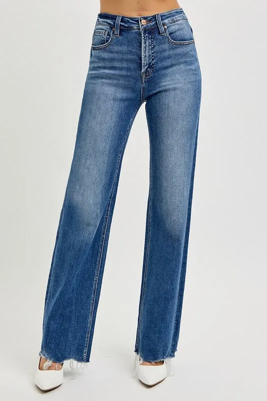 RISEN Tummy Control High Rise Raw Cut Jeans sold by The Dogwood Boutique product image thumbnail 2