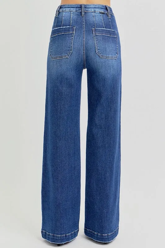 RISEN Full Size High Rise Wide Leg Jeans with Slanted Pockets sold by The Dogwood Boutique product image thumbnail 3
