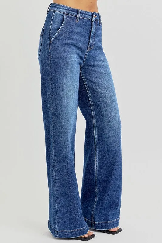RISEN Full Size High Rise Wide Leg Jeans with Slanted Pockets sold by The Dogwood Boutique product image thumbnail 4