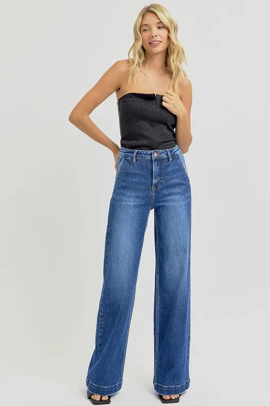 RISEN Full Size High Rise Wide Leg Jeans with Slanted Pockets sold by The Dogwood Boutique