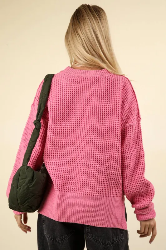 Pink Oversized Knit Sweater sold by The Dogwood Boutique