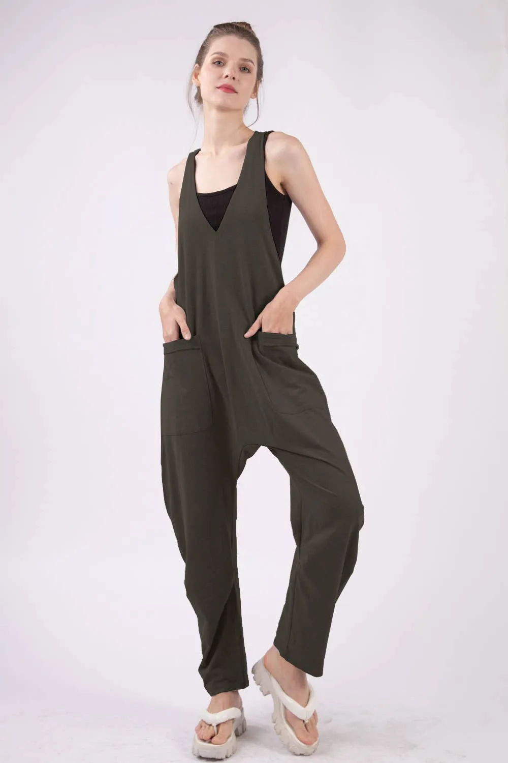 Black Casual Loose Fit Solid Knit Baggy Jumpsuit sold by The Dogwood Boutique product image thumbnail 5