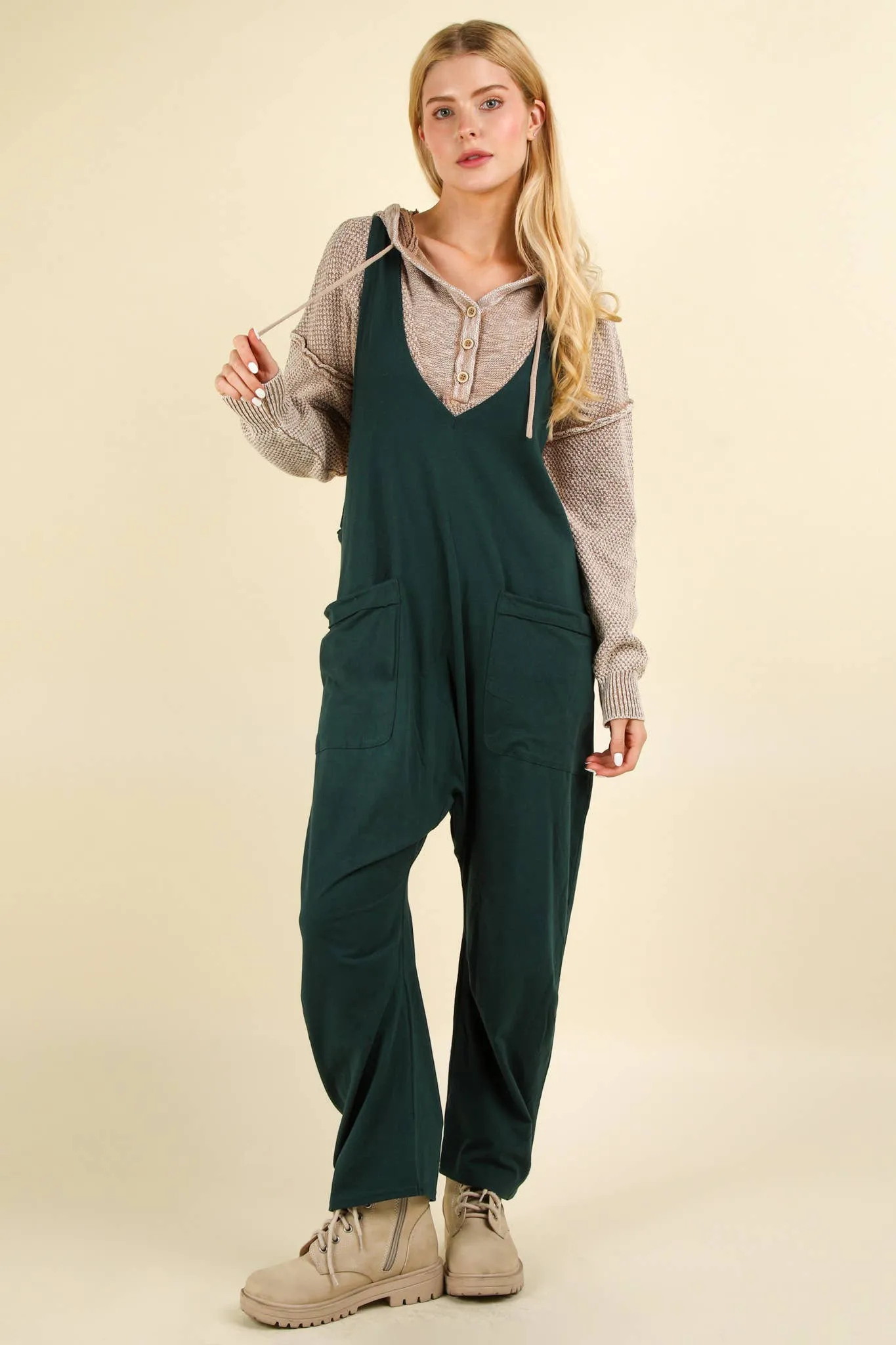 Black Casual Loose Fit Solid Knit Baggy Jumpsuit sold by The Dogwood Boutique product image thumbnail 3