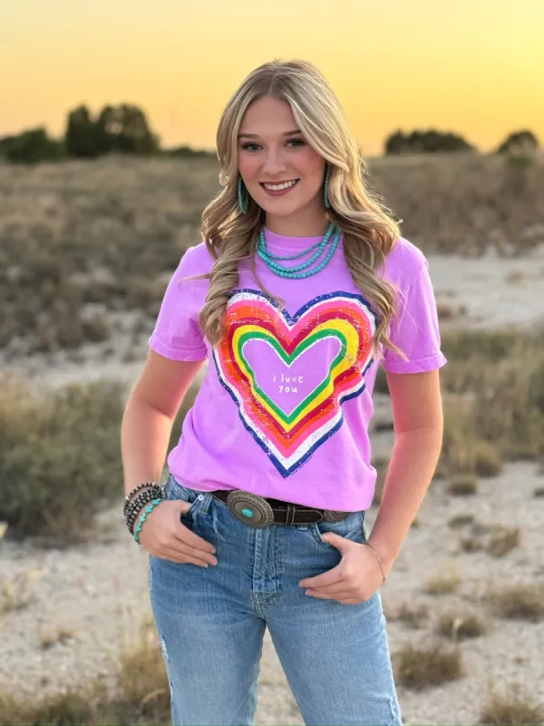 Rainbow Heart I Love You Tee sold by The Dogwood Boutique