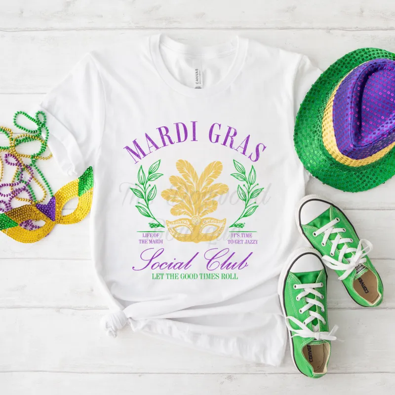 Mardi Gras Social Club Tee sold by The Dogwood Boutique