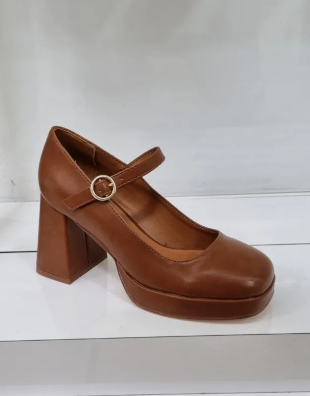 Cognac Chunky Platform Mary Jane’s sold by The Dogwood Boutique