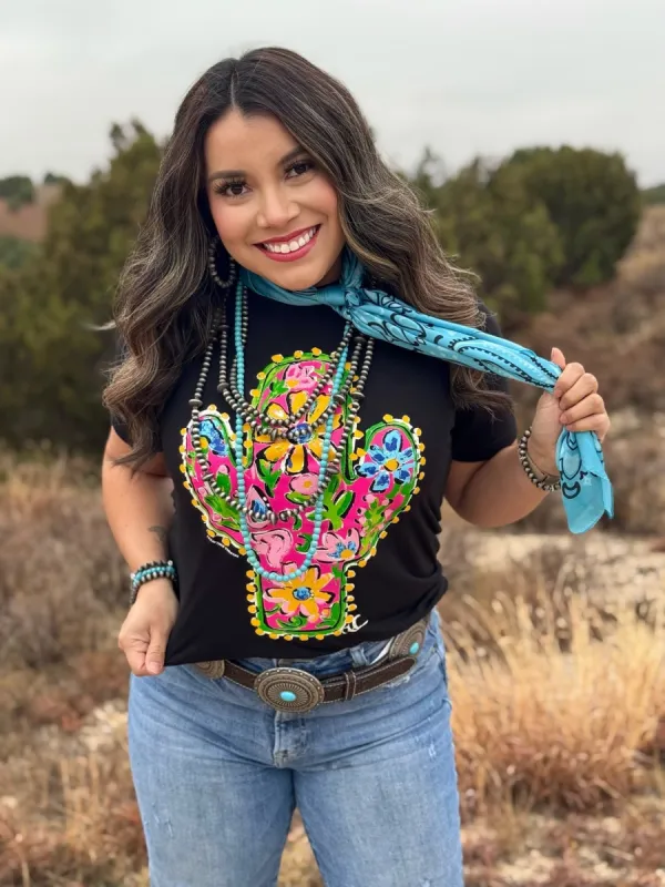 Callie Ann Stelter Pink Floral Cactus Tee sold by The Dogwood Boutique