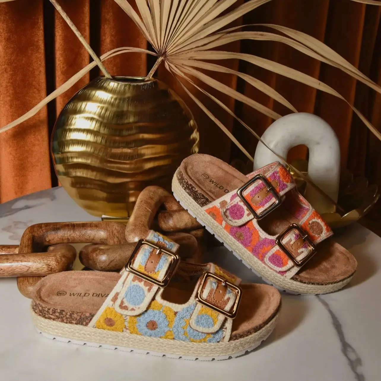 Yellow Retro Floral Buckle Sandals sold by The Dogwood Boutique product image thumbnail 2