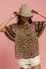 BiBi Leopard Crochet Trim Round Neck Short Sleeve Top sold by The Dogwood Boutique
