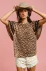 BiBi Leopard Crochet Trim Round Neck Short Sleeve Top sold by The Dogwood Boutique