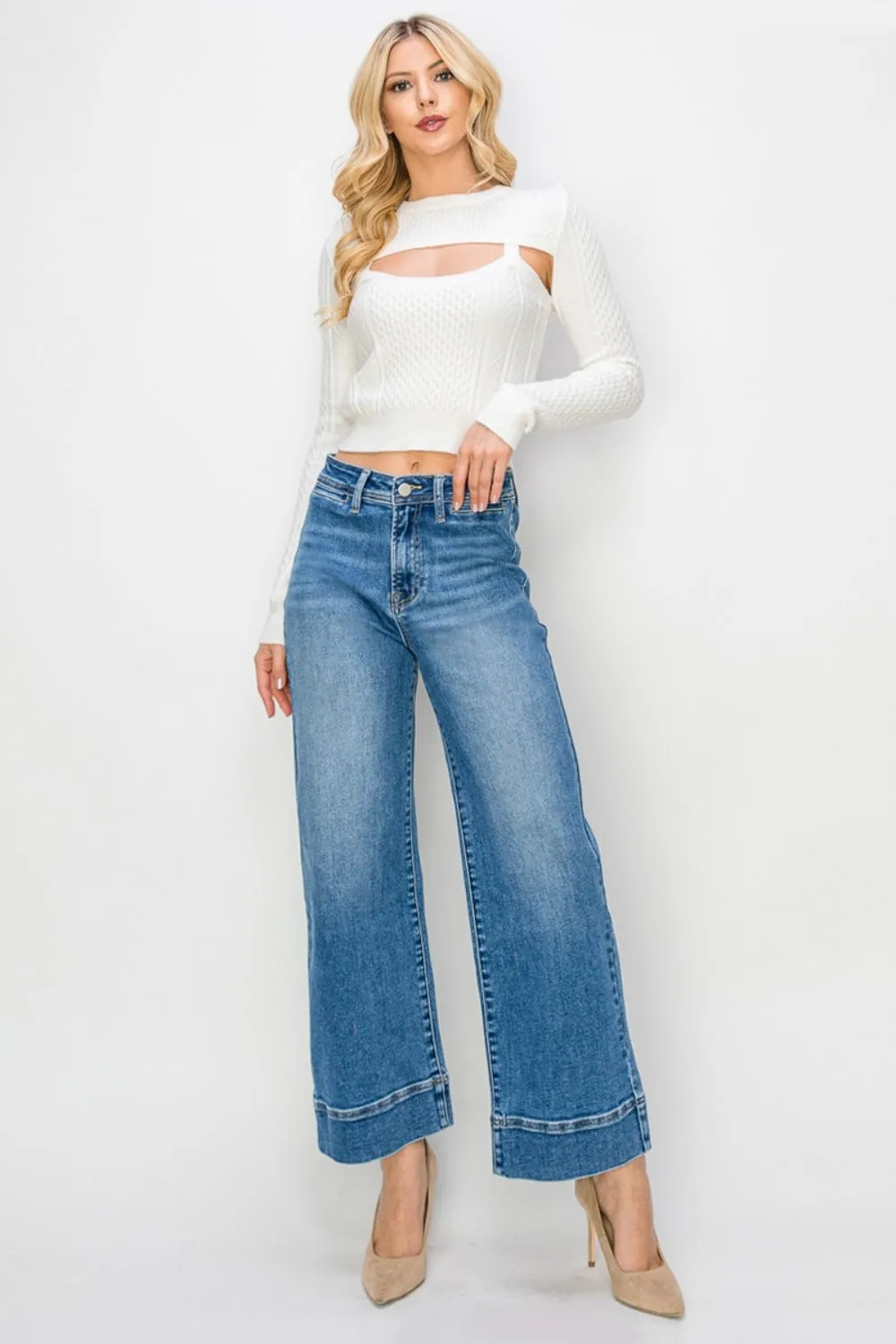 RISEN Full Size High Rise Wide Leg Jeans sold by The Dogwood Boutique product image thumbnail 5