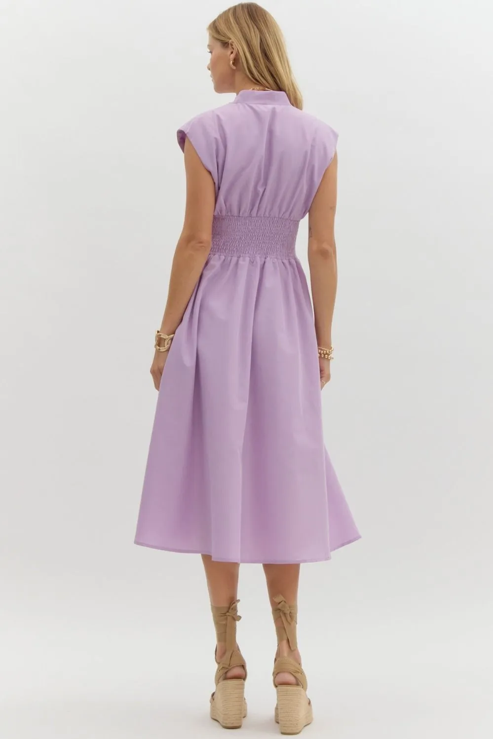 Lavender Front Zip Midi Dress sold by The Dogwood Boutique product image thumbnail 4