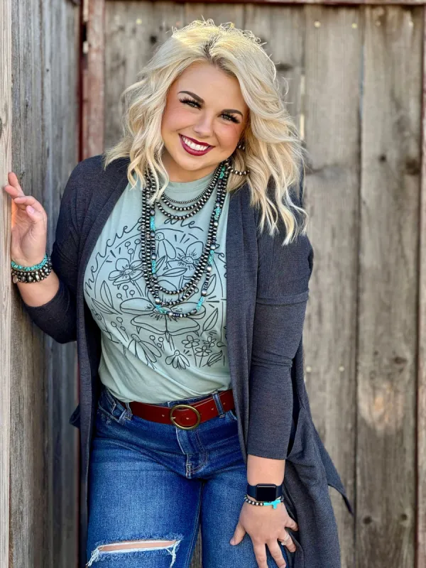 Grey Hacci Cardigan sold by The Dogwood Boutique