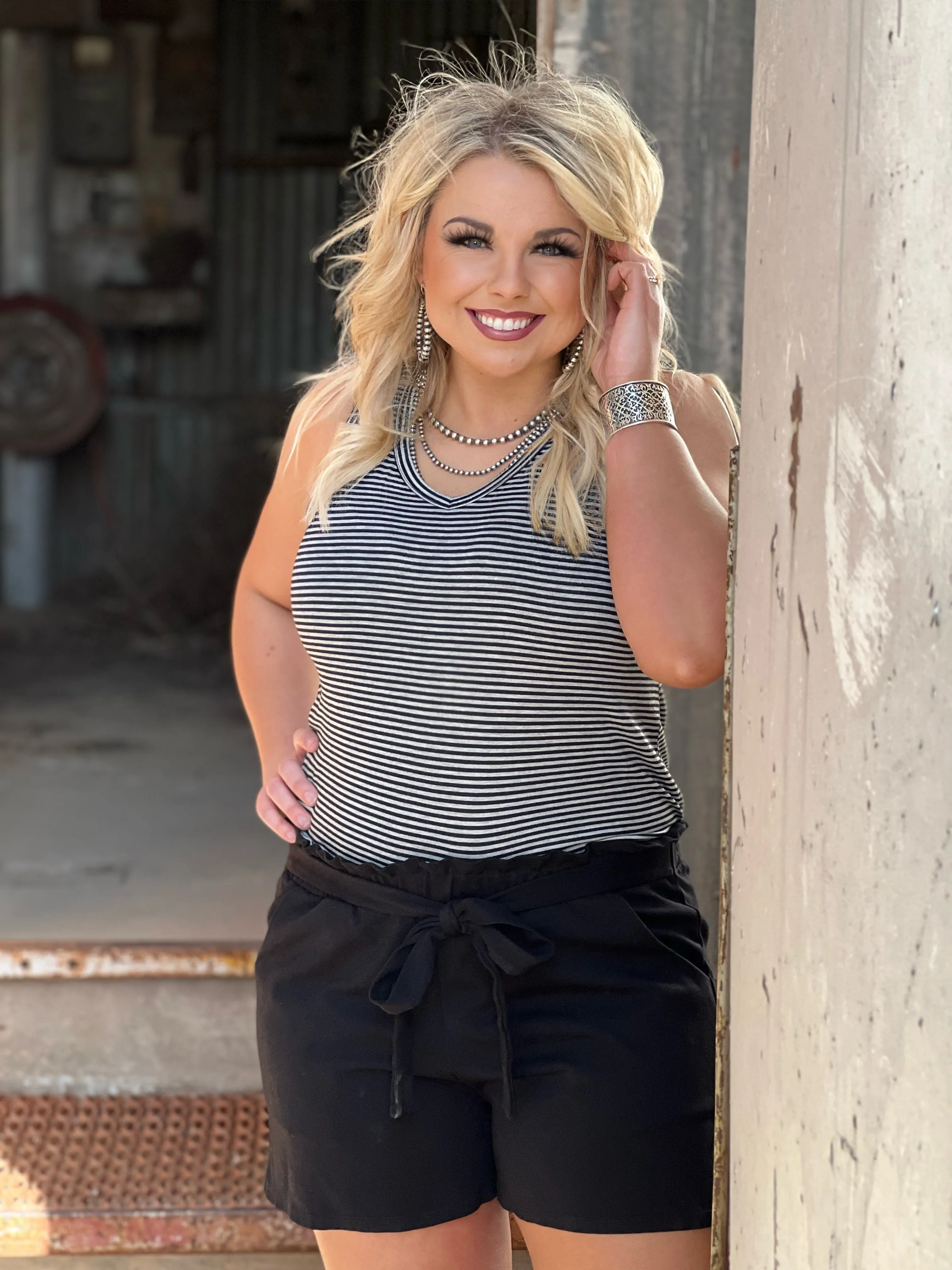 Brenna Black Tie-Waist Shorts sold by The Dogwood Boutique product image thumbnail 2