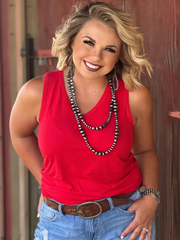 Jules Vneck Sleeveless Top sold by The Dogwood Boutique