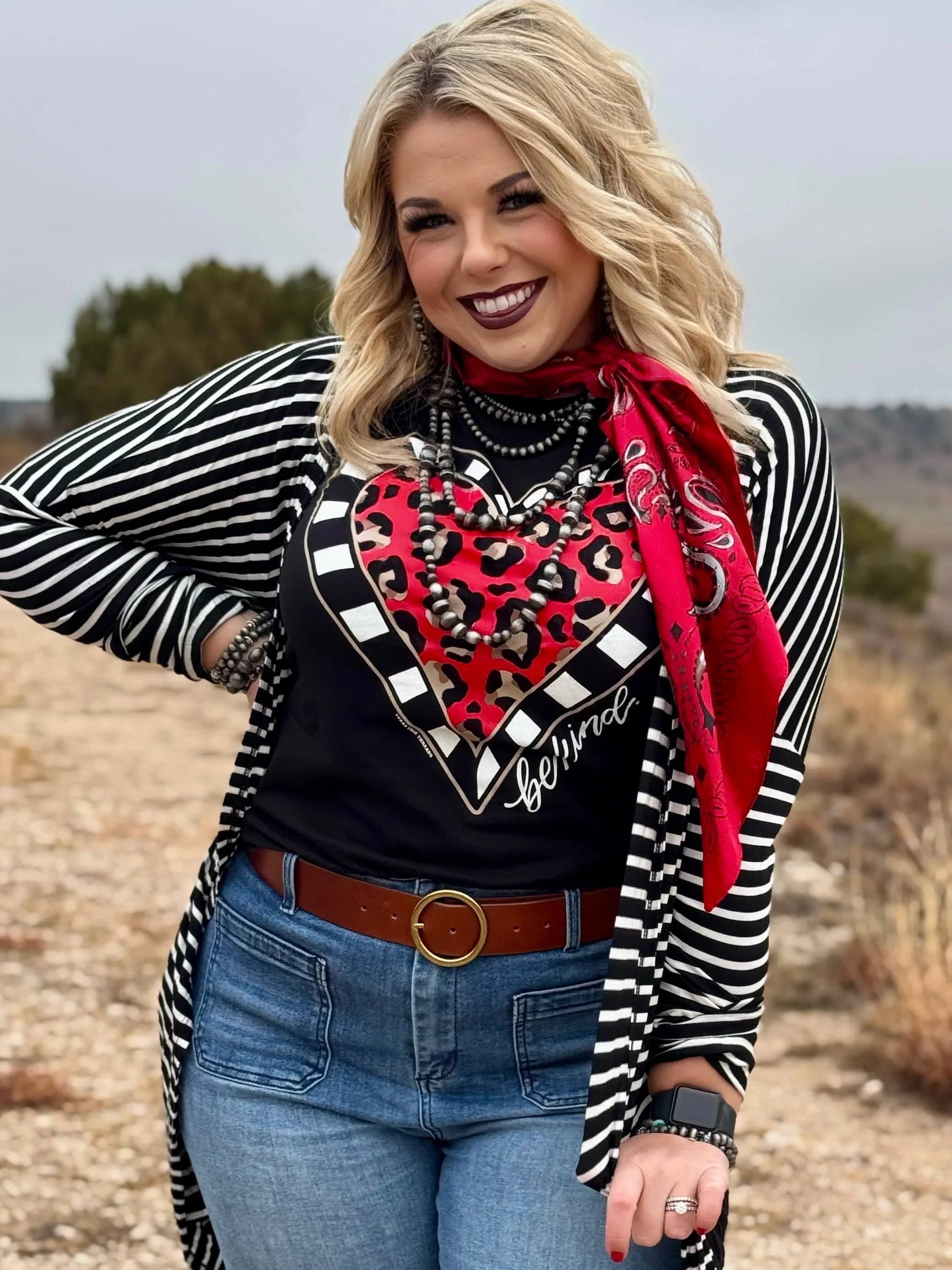 Be Kind Leopard Heart Long Sleeve Tee & Sweatshirt sold by The Dogwood Boutique product image thumbnail 3