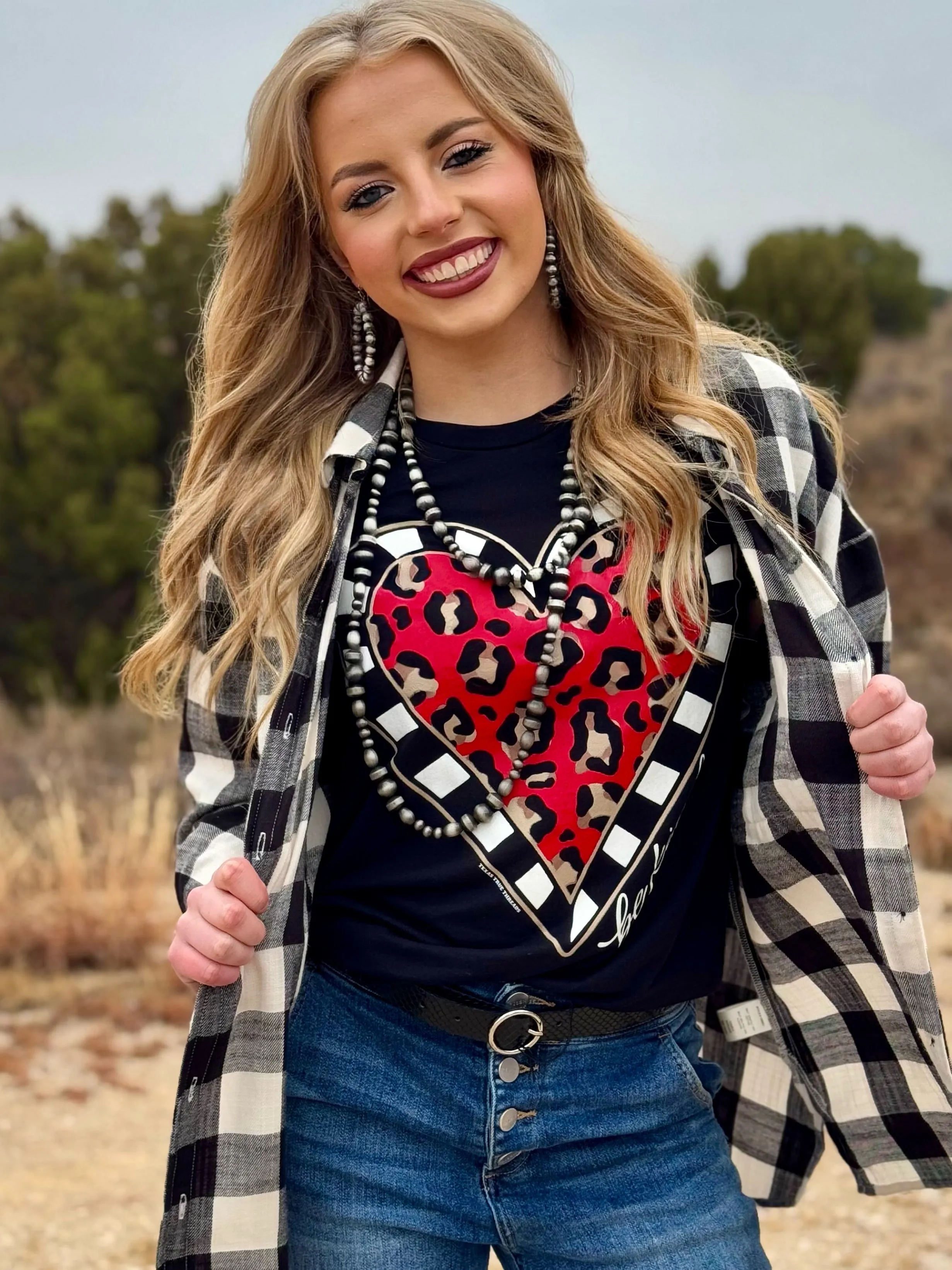Be Kind Leopard Heart Long Sleeve Tee & Sweatshirt sold by The Dogwood Boutique product image thumbnail 2