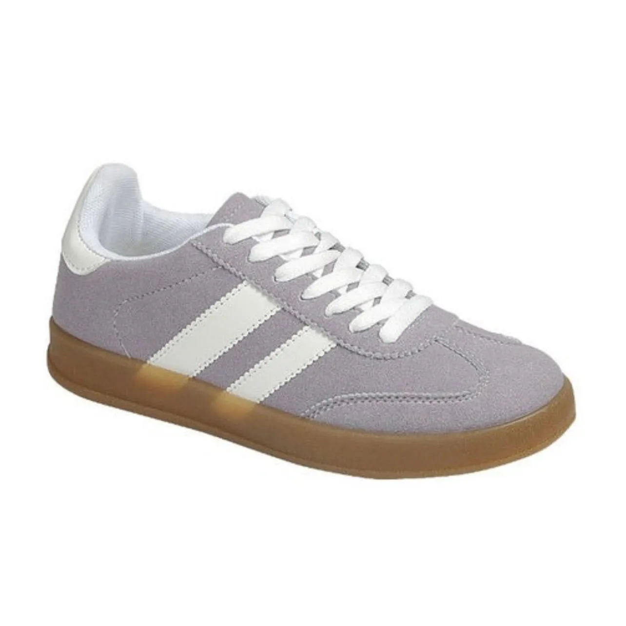 Lilac White Stripe Casual Sneakers sold by The Dogwood Boutique