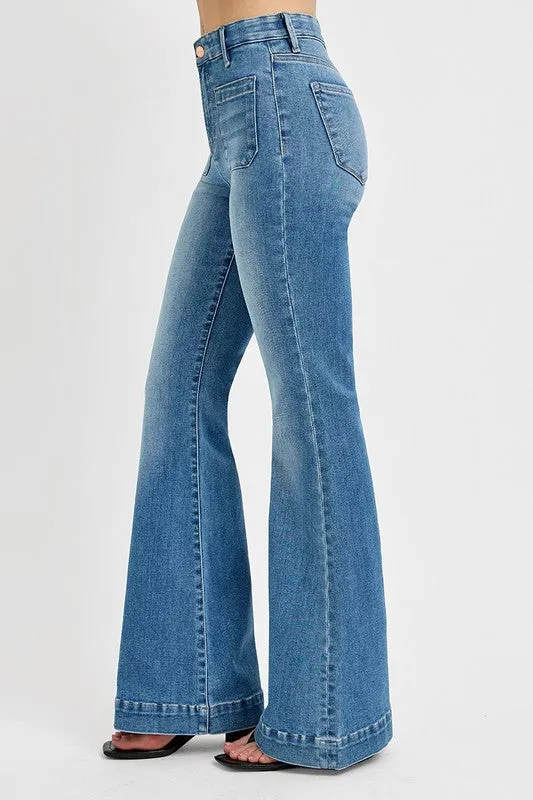 RISEN Full Size Front Patch Pocket Flare Jeans Plus Size sold by The Dogwood Boutique product image thumbnail 3