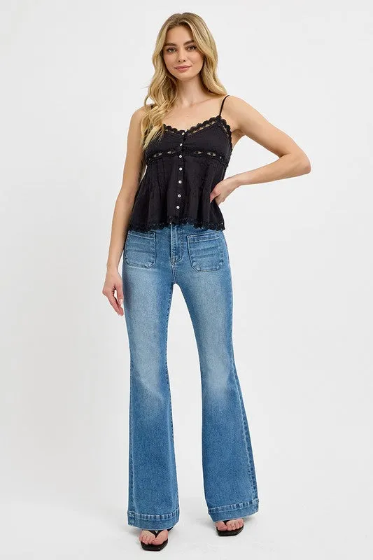 RISEN Full Size Front Patch Pocket Flare Jeans Plus Size sold by The Dogwood Boutique product image thumbnail 5