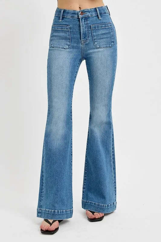 RISEN Full Size Front Patch Pocket Flare Jeans Plus Size sold by The Dogwood Boutique product image thumbnail 2