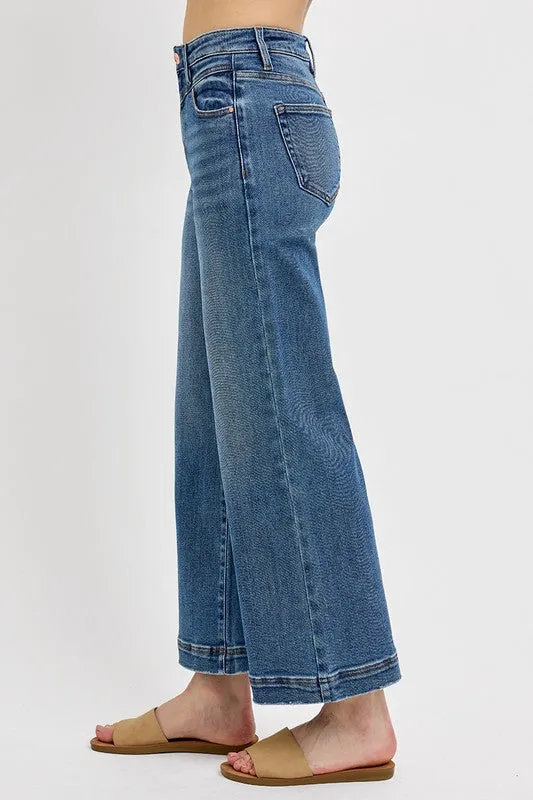 RISEN Full Size High Rise Crop Wide Leg Front Yoke Detail Jeans Plus Size sold by The Dogwood Boutique product image thumbnail 4